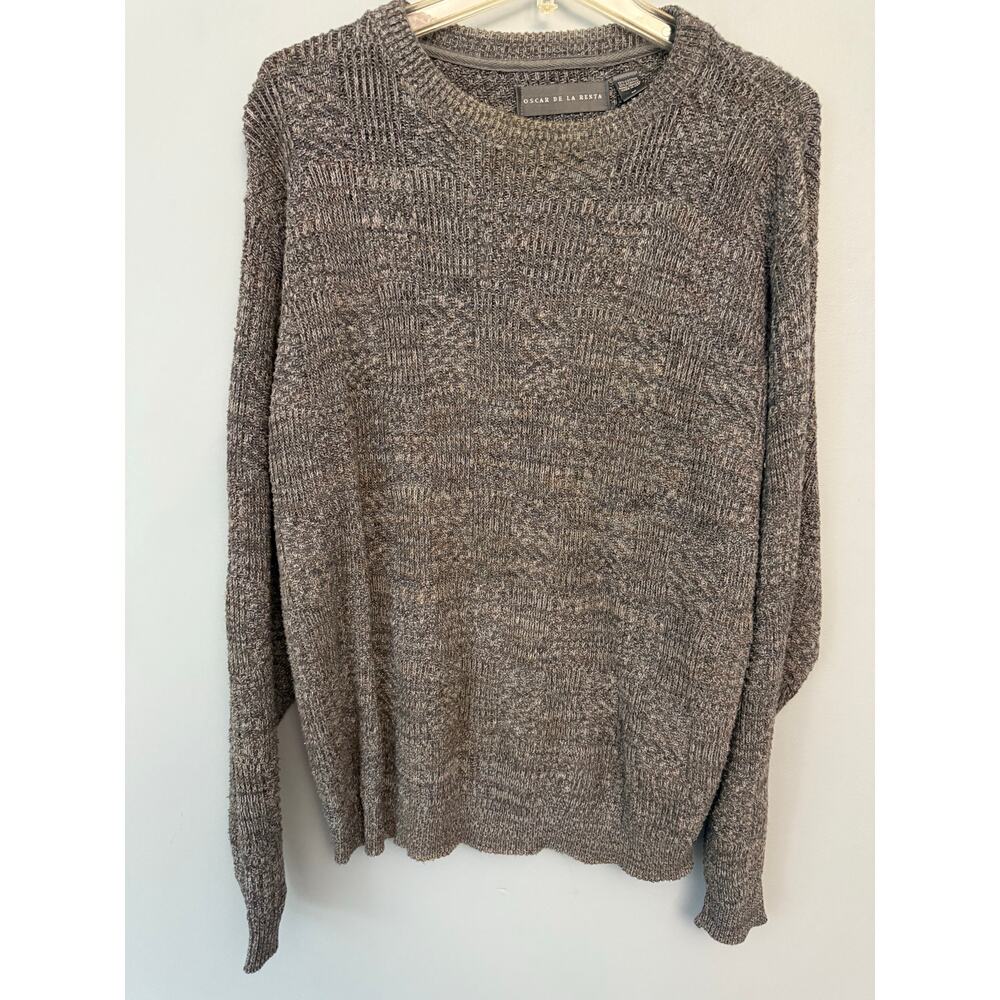 Oscar de la Renta Vintage Grey Men’s Textured Knit Sweater Made in USA – Size M